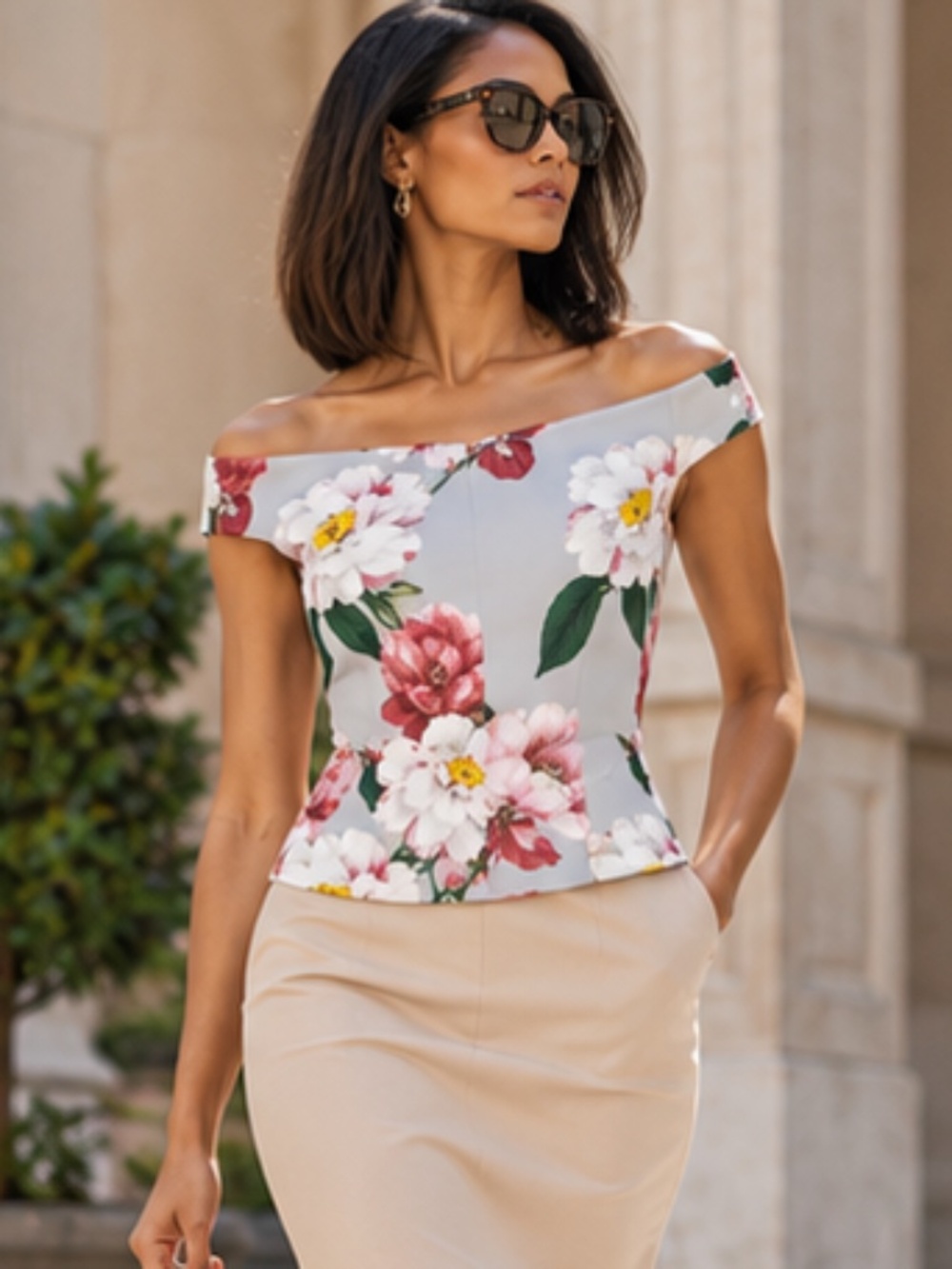 Ted Baker | Floral Off Shoulder Sleeveless Top | Size 6